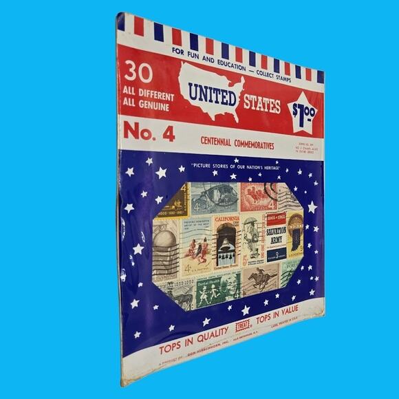 Vintage US Stamp Starter Collection Hirschhorn Bundle with Patriotic Stickers - Picture 5 of 12